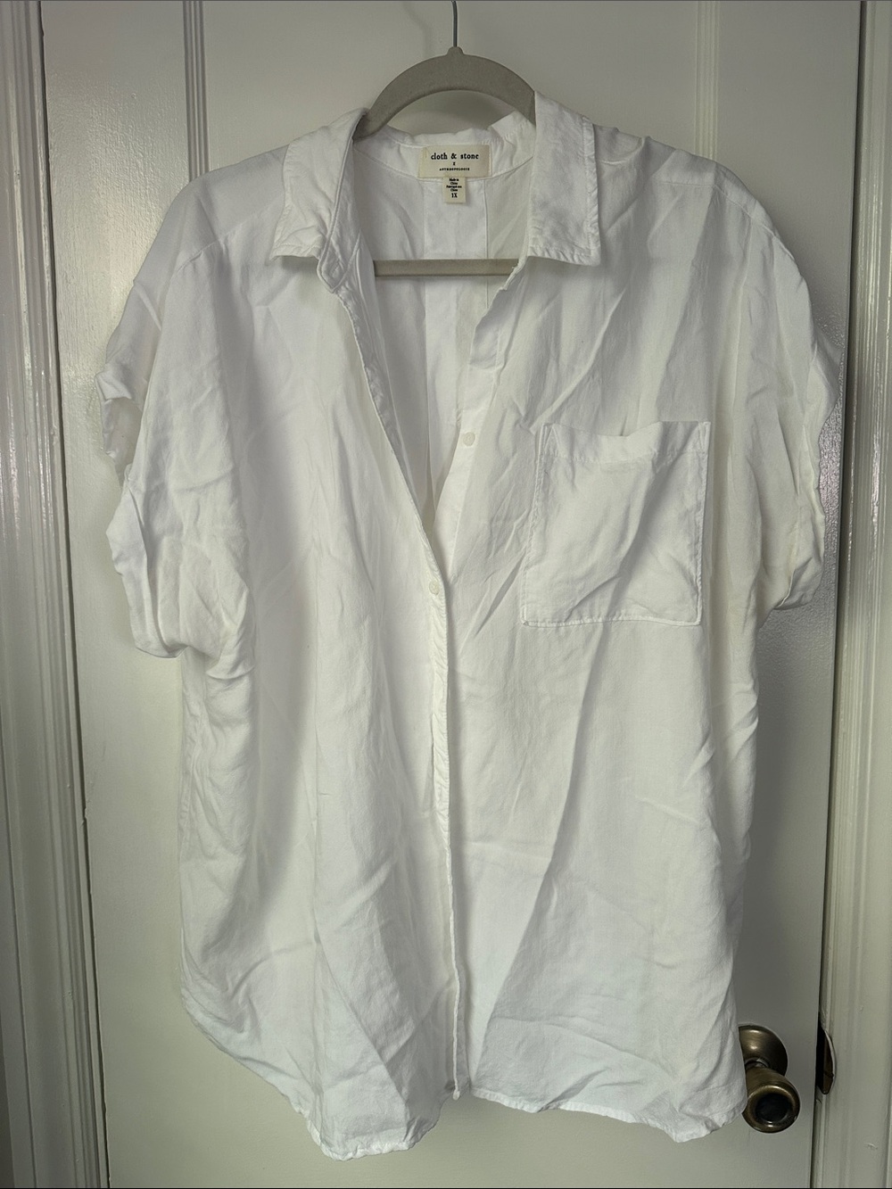 cloth & stone White Short Sleeve Casual Button-Down Shirt